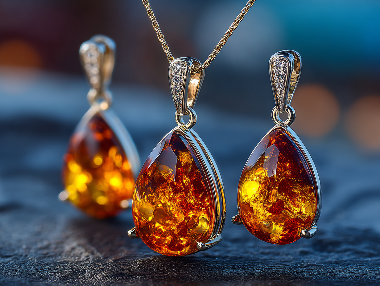 Joias em Âmbar Lapidado